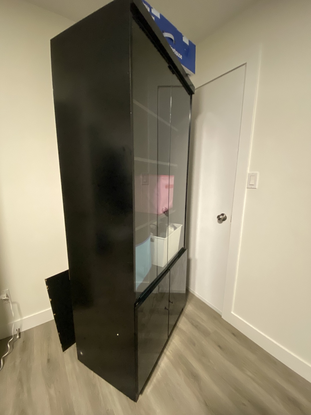 Tall Black Display Cabinet with Glass Doors (Pick Up Only)