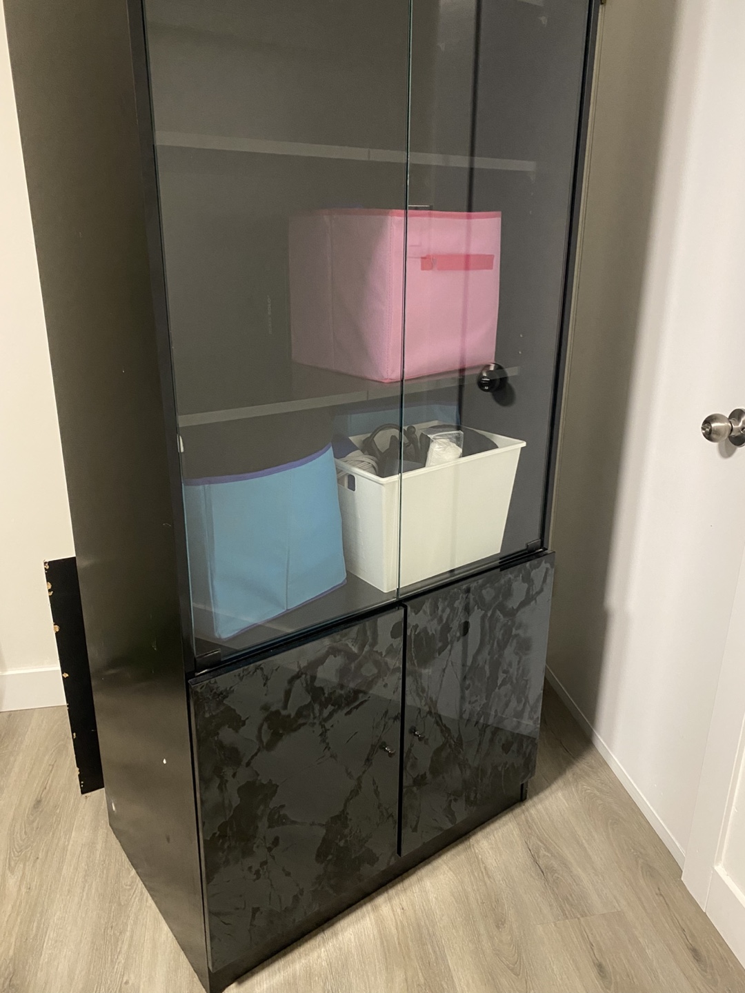Tall Black Display Cabinet with Glass Doors (Pick Up Only) - photo 3