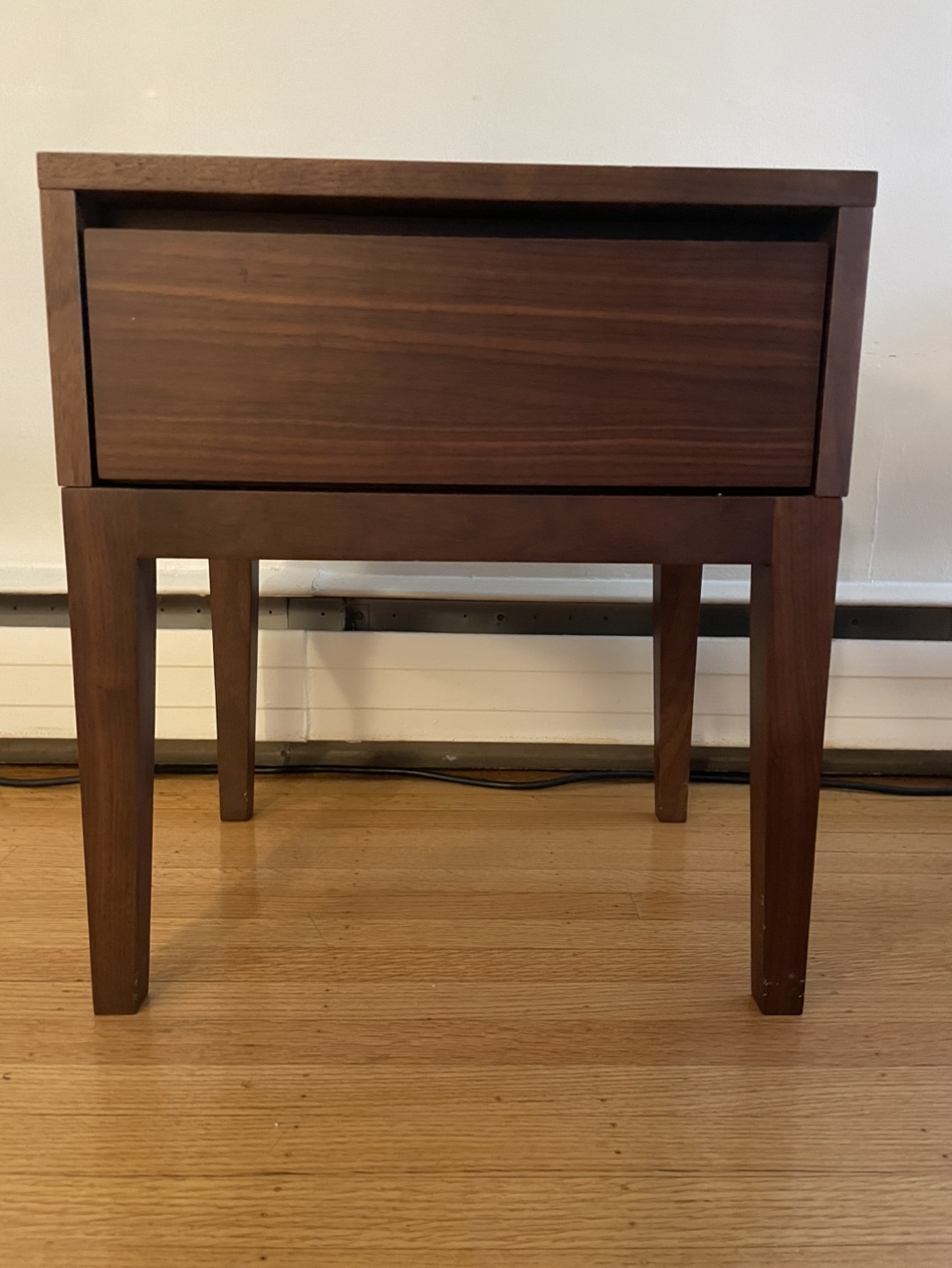 Walnut Wood One-Drawer Nightstand