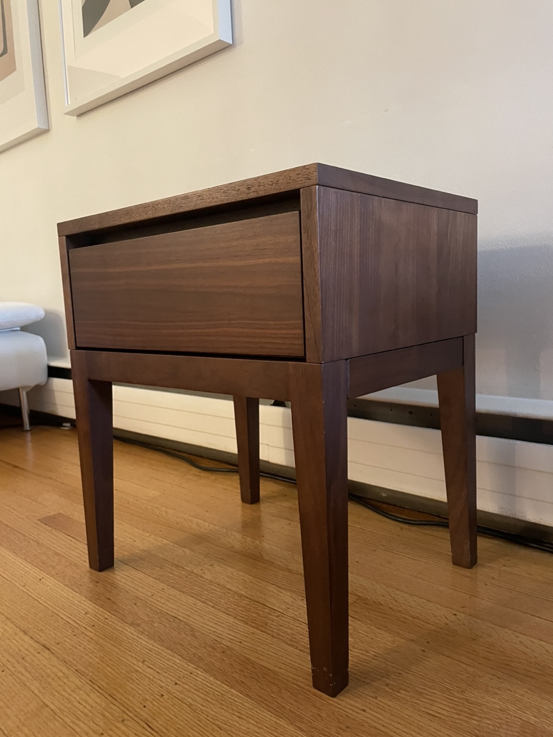 Walnut Wood One-Drawer Nightstand - photo 2