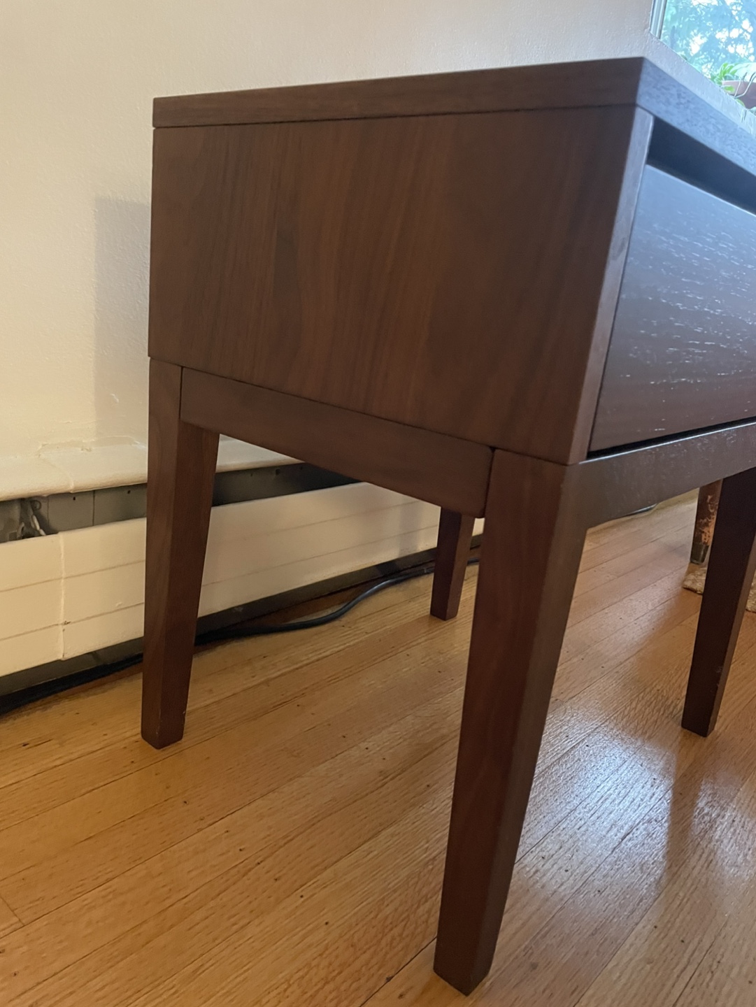 Walnut Wood One-Drawer Nightstand - photo 3