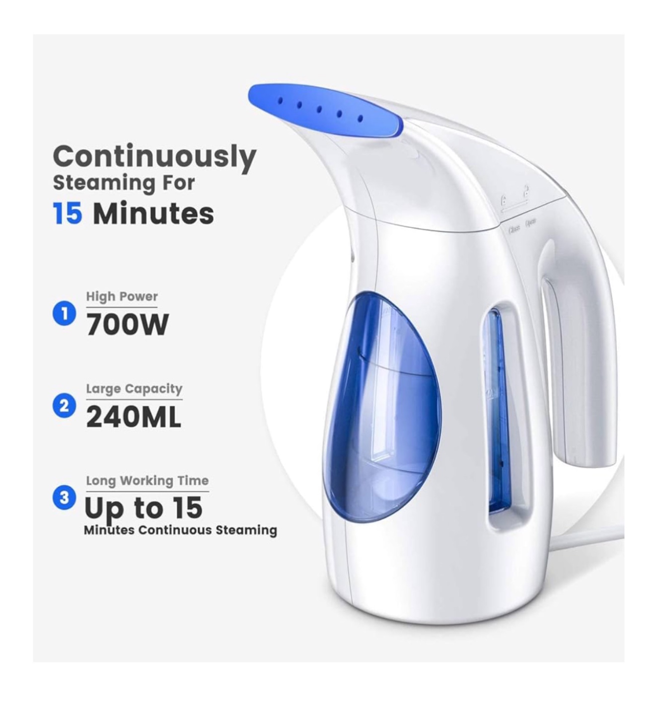Portable Handheld Garment Steamer - 700W, 240ML