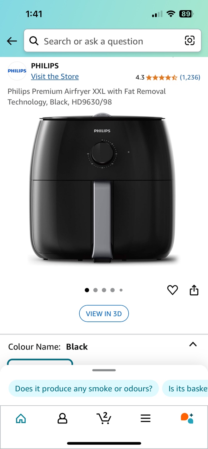 Philips Premium XXL Airfryer HD9630/98 - Black