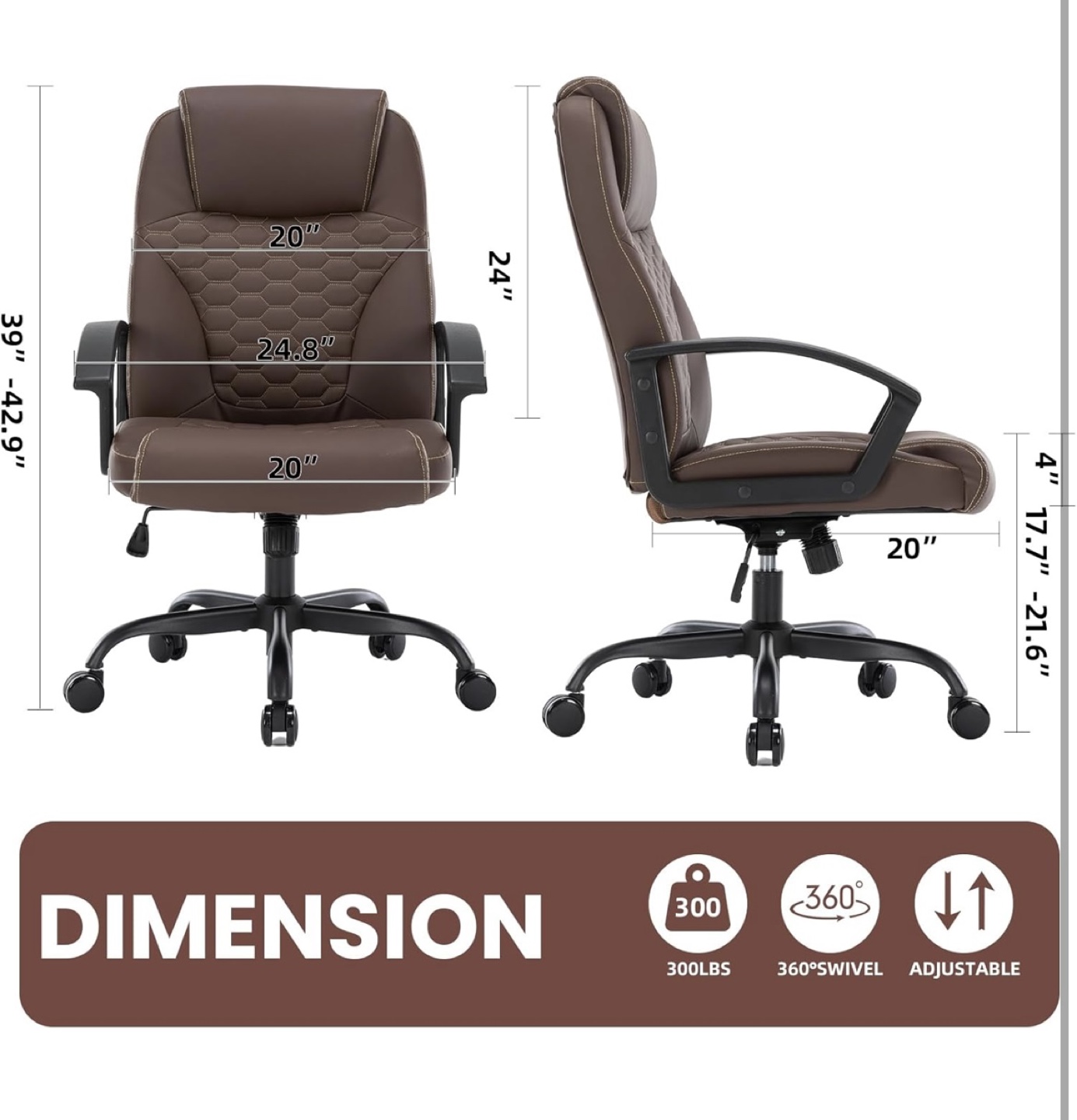 Brown Ergonomic Office Chair with Headrest - photo 2
