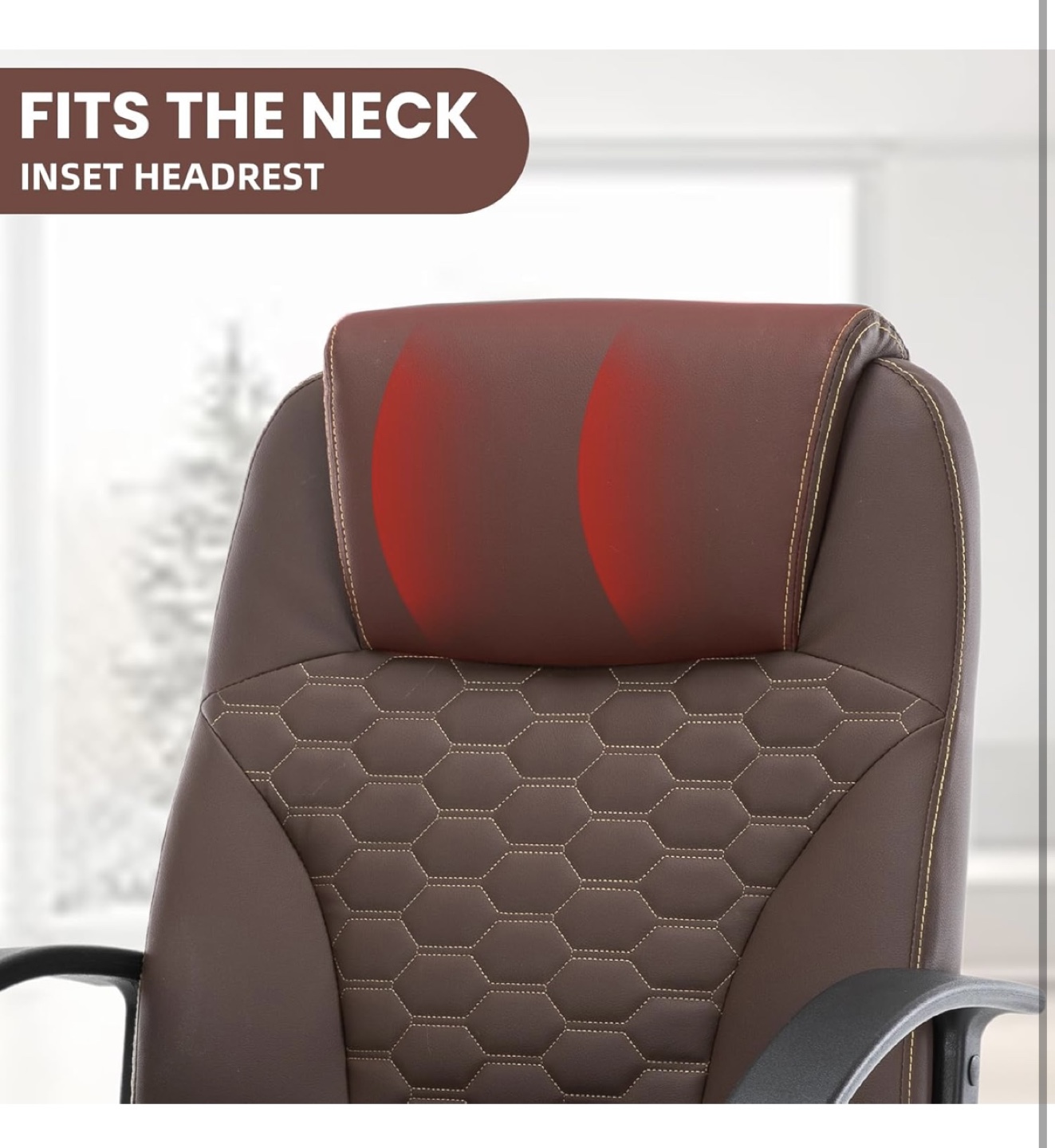 Brown Ergonomic Office Chair with Headrest - photo 5