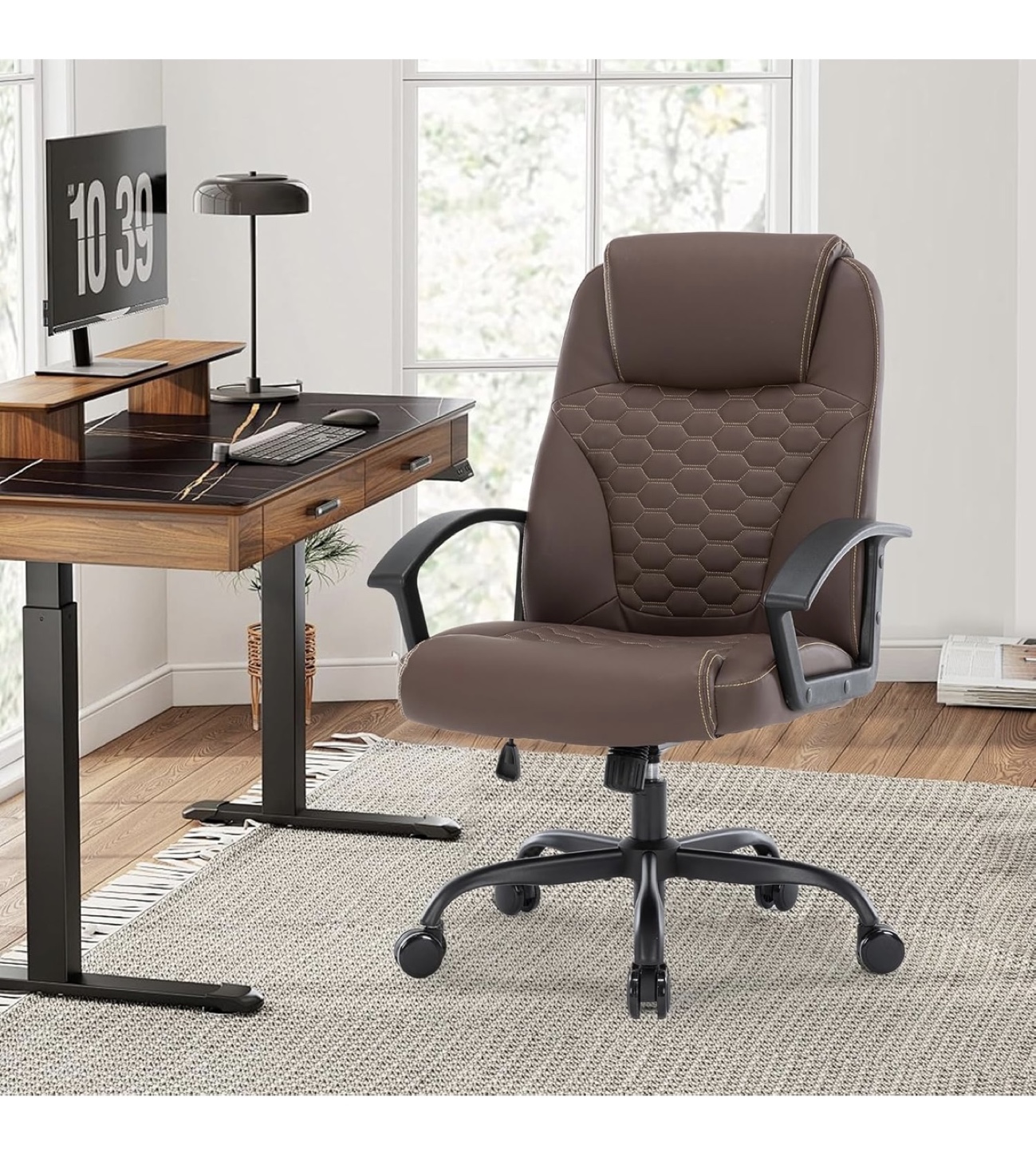 Brown Ergonomic Office Chair with Headrest