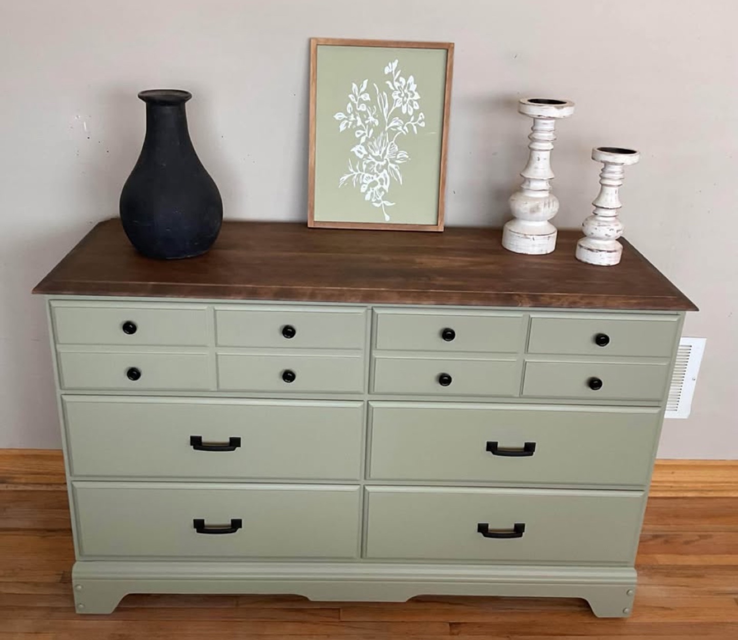 Six-Drawer Dresser with Dark Wood Top - photo 2
