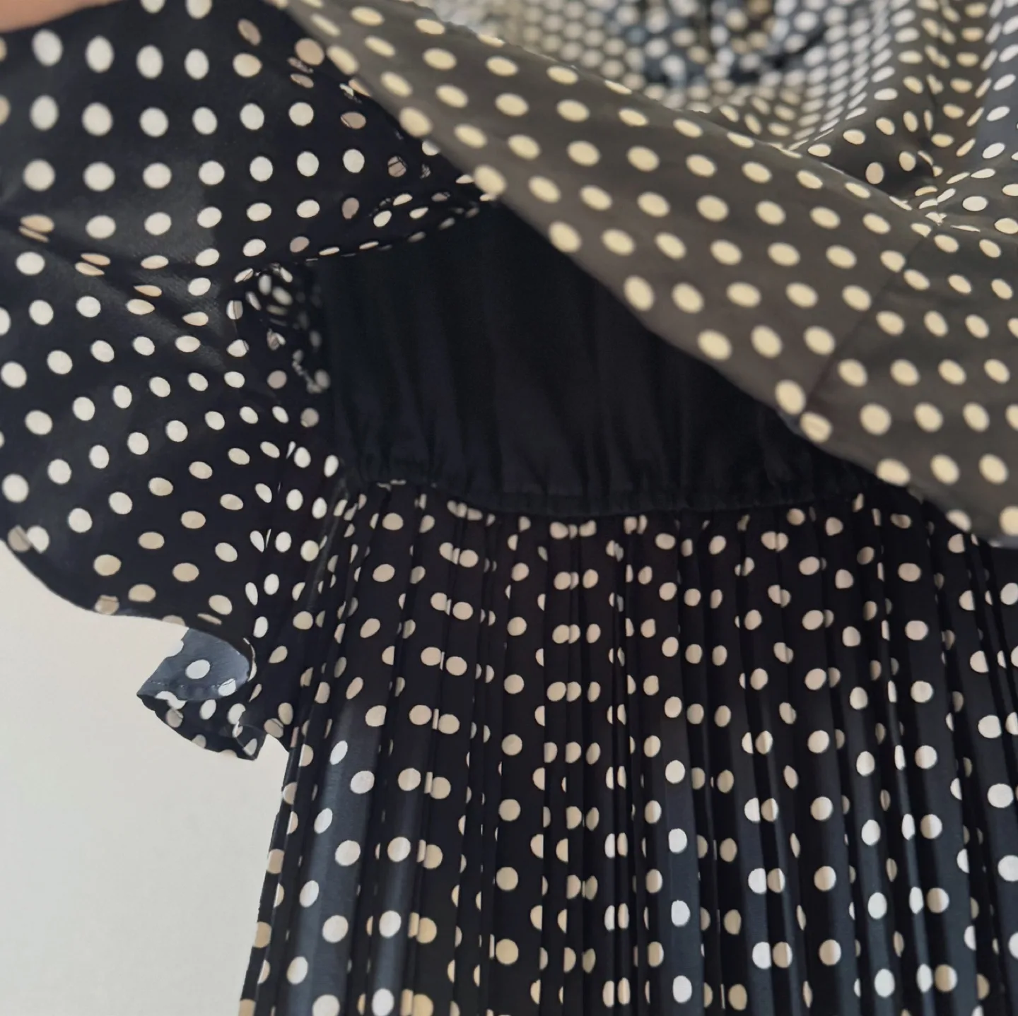 Vintage Navy Polka Dot Pleated Dress image indicator(4)