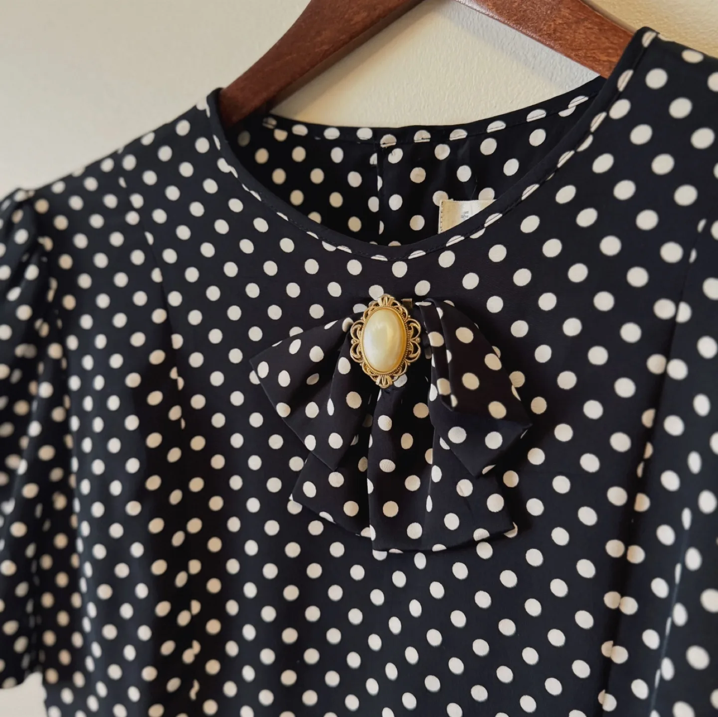 Vintage Navy Polka Dot Pleated Dress image indicator(6)