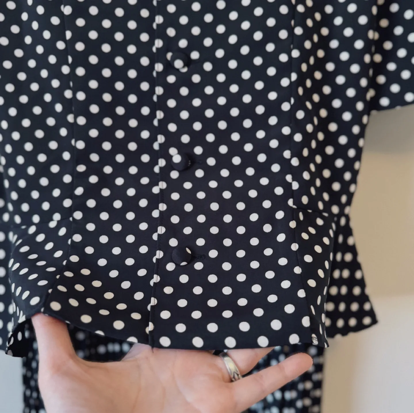 Vintage Navy Polka Dot Pleated Dress image indicator(9)