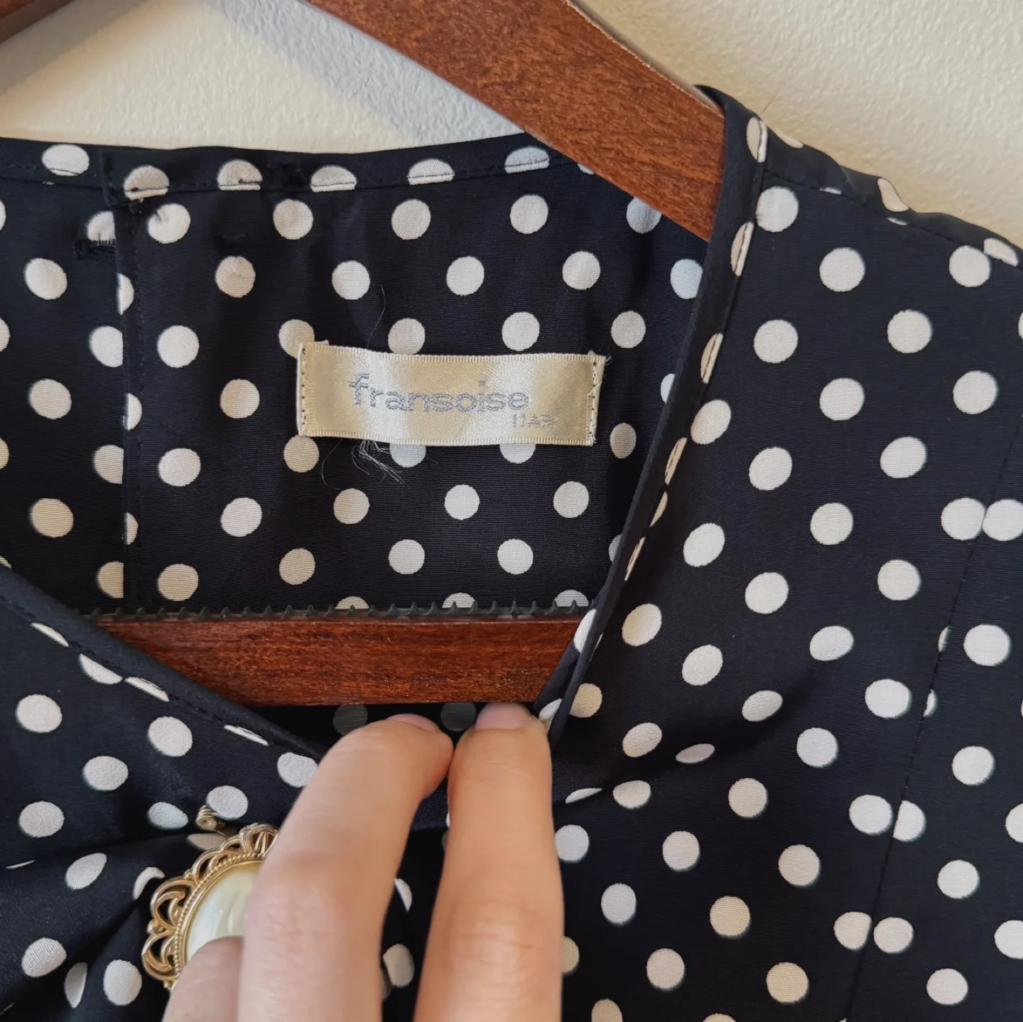 Vintage Navy Polka Dot Pleated Dress image indicator(7)