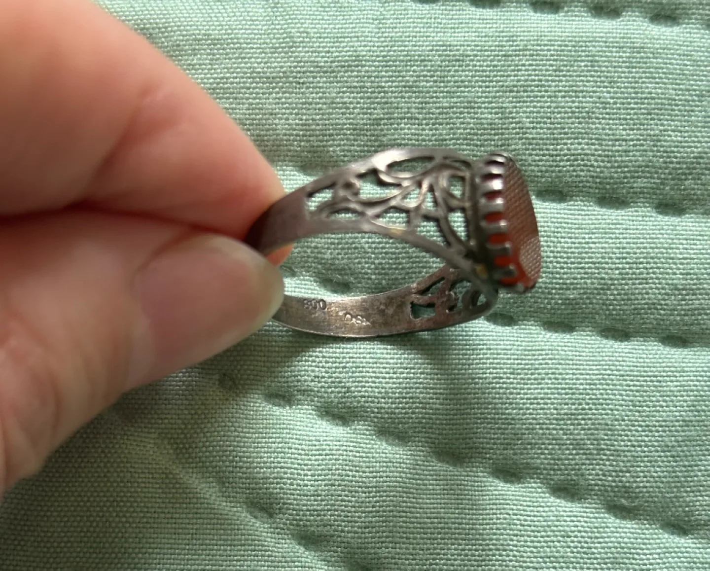 Unique Carnelian Ring, Filigree Design, 80% pure silver. image indicator(3)