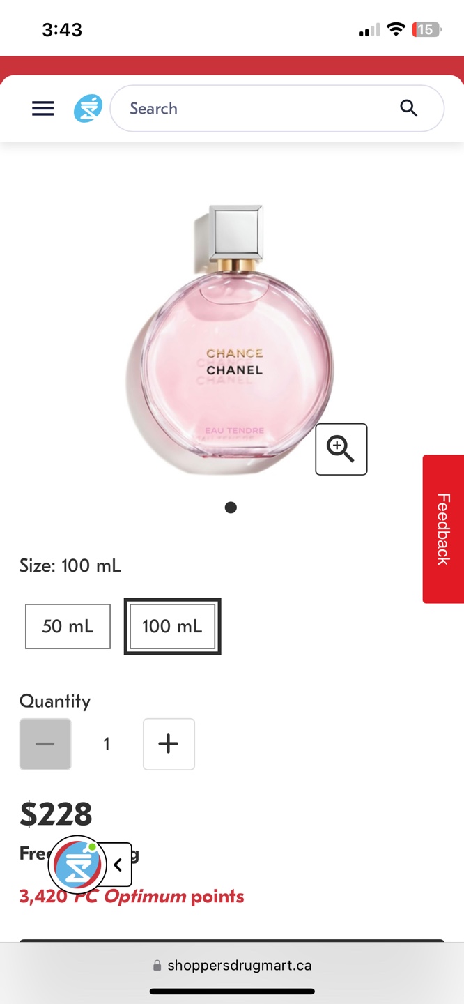 Chanel Chance Eau Tendre 100ml