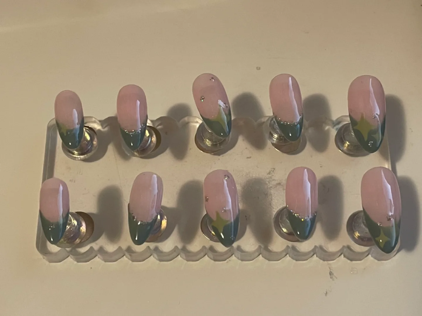 Green French Tips Press On Nails image indicator(2)