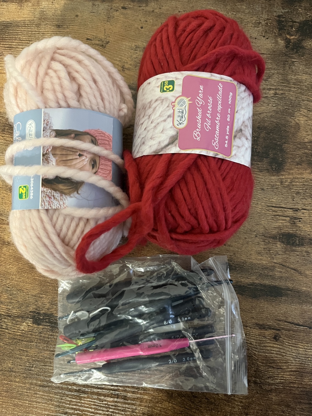 Knitting & Crochet Bundle: Yarn, Hooks, Rings