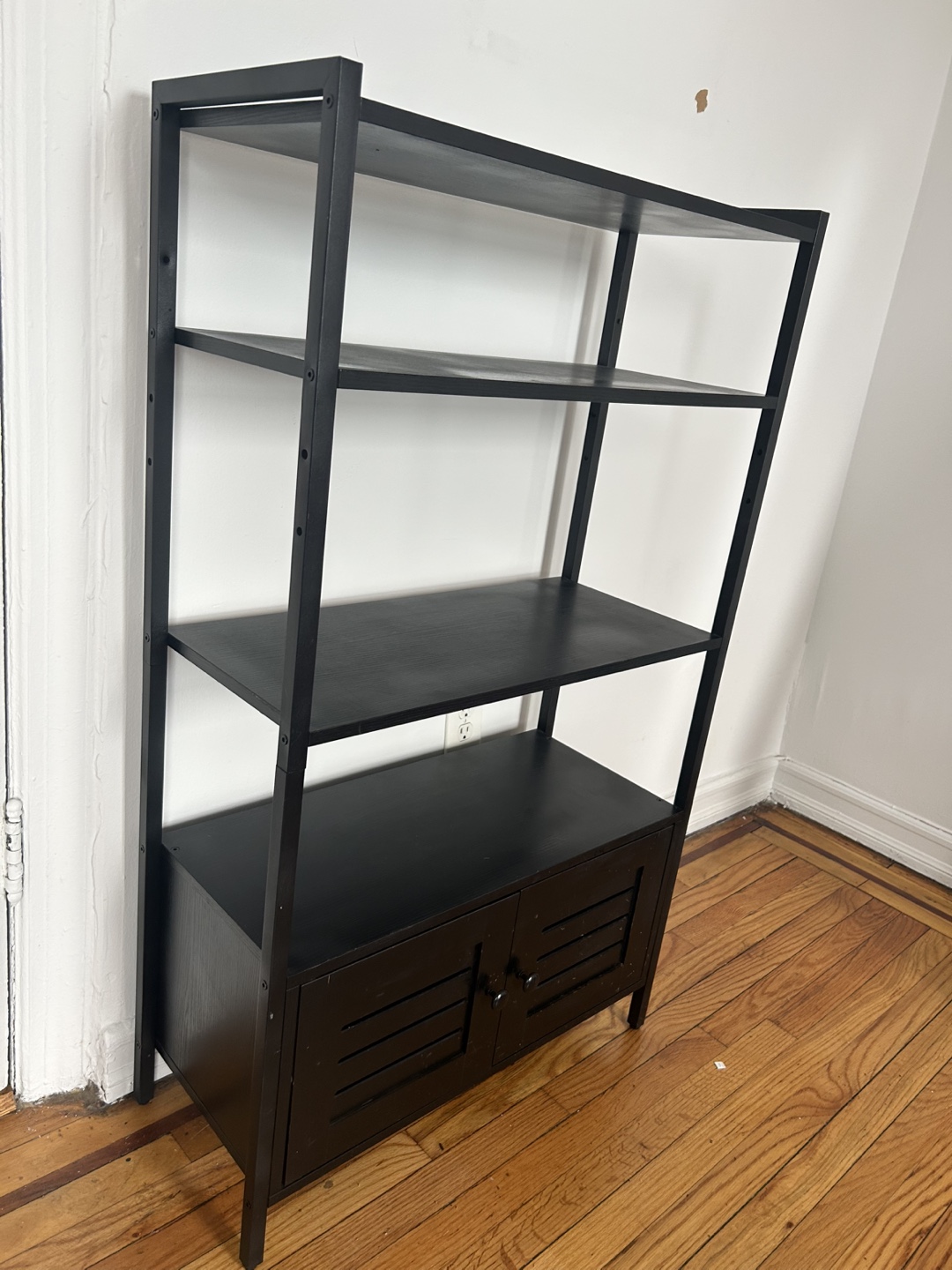 Black Storage Shelf with Cabinet - photo 3
