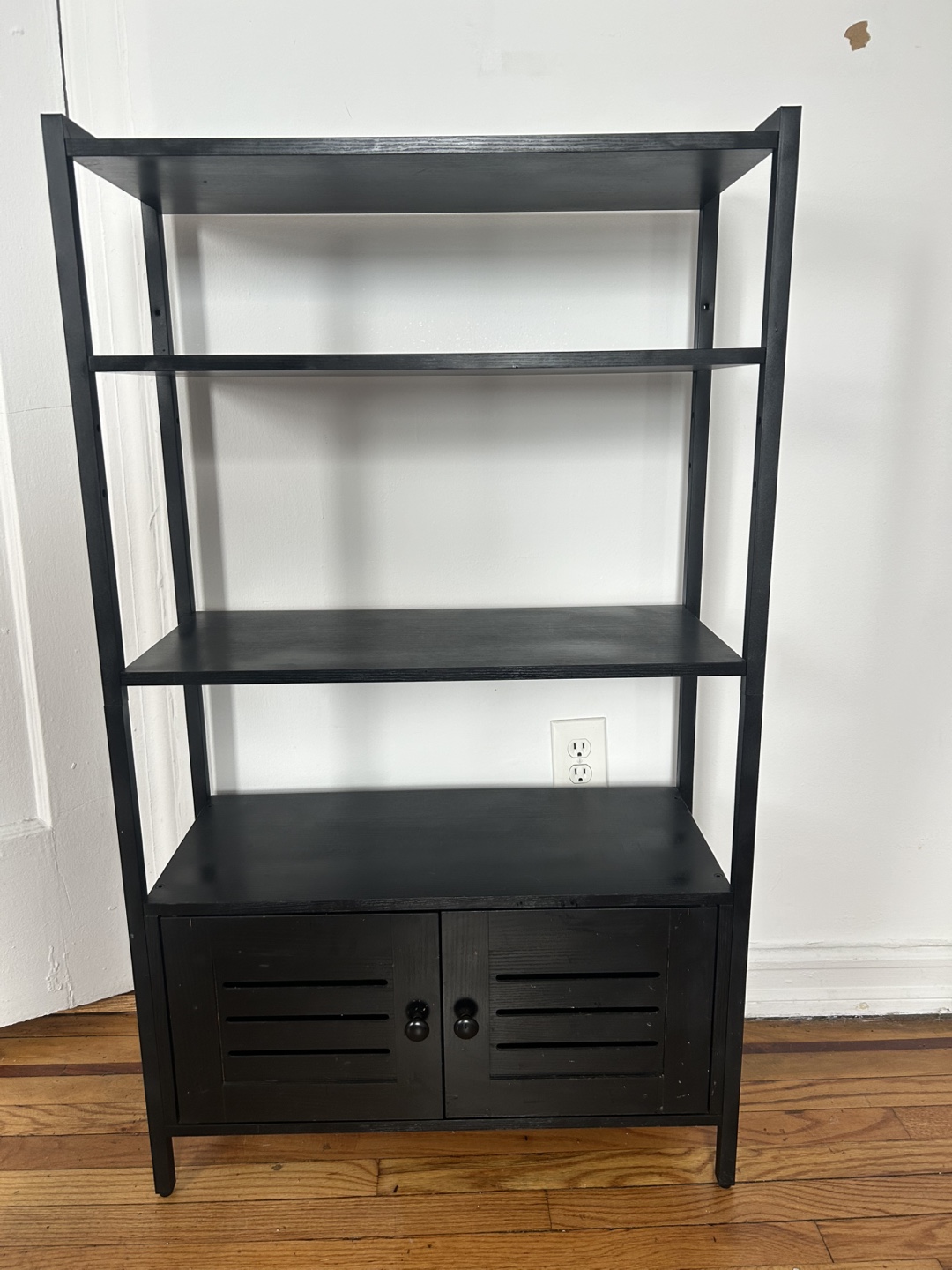 Black Storage Shelf with Cabinet