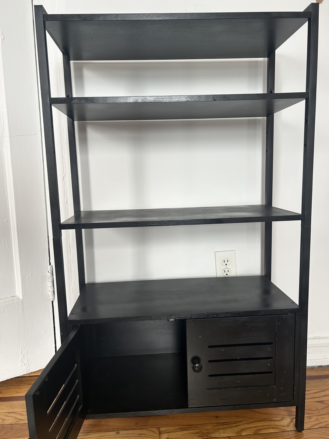 Black Storage Shelf with Cabinet - photo 2