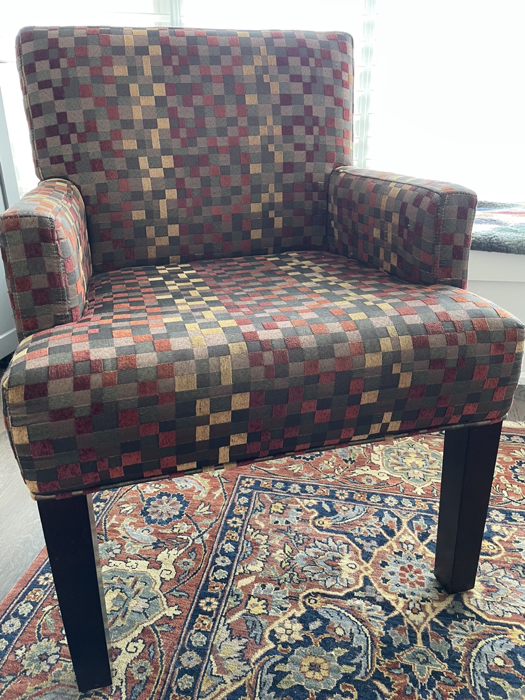 Urban Barn Accent Chair with Geometric Pattern Fabric