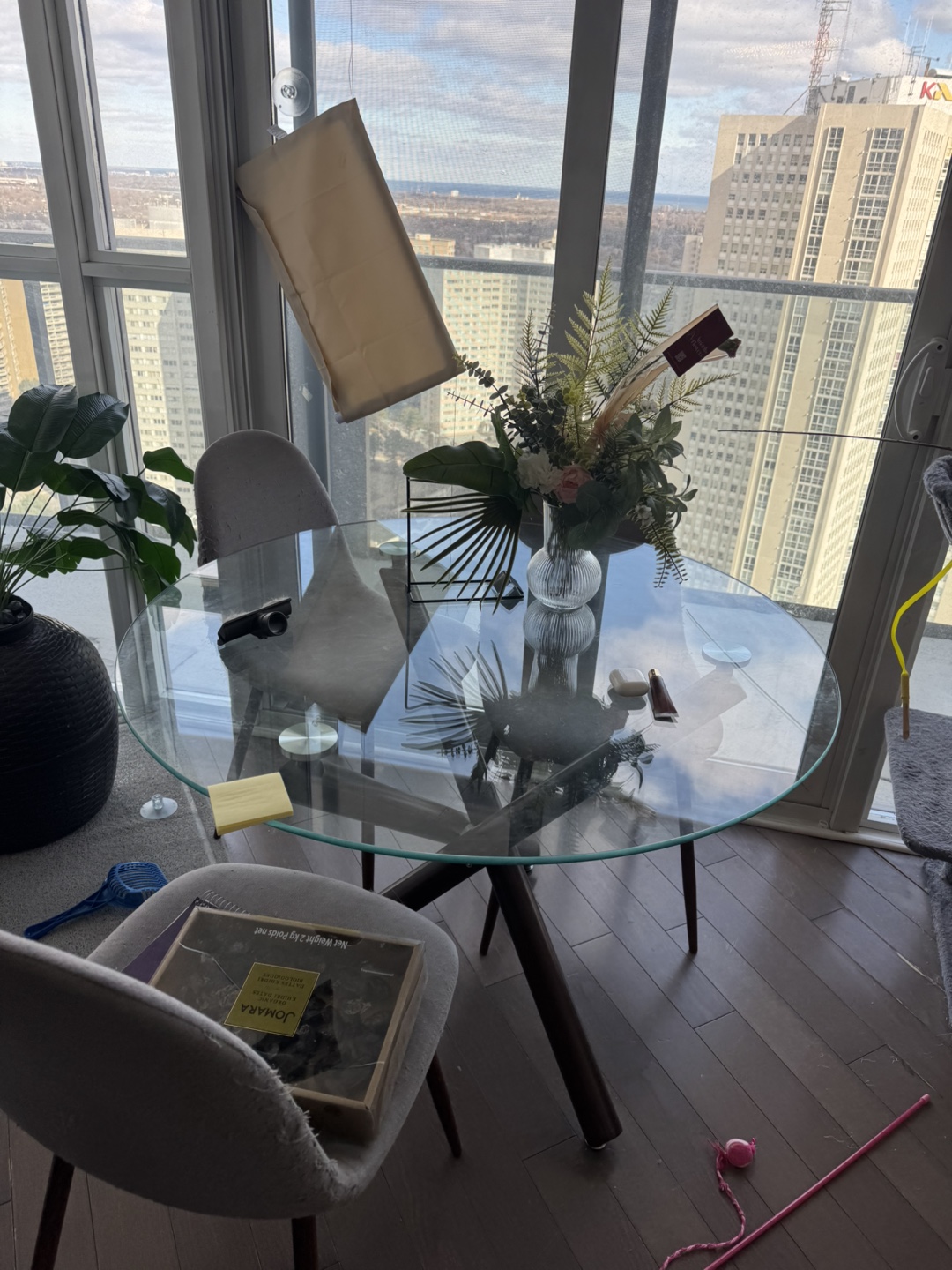 Round Glass Dining Table with Metal Legs - photo 2