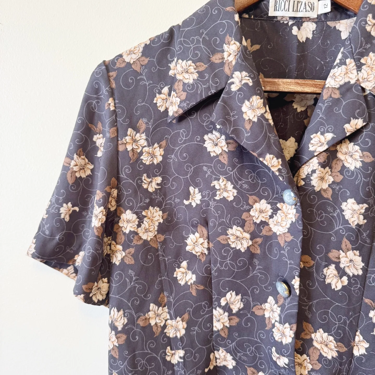 Vintage Floral Button-Up Blouse by Ricci Lizasi image indicator(2)