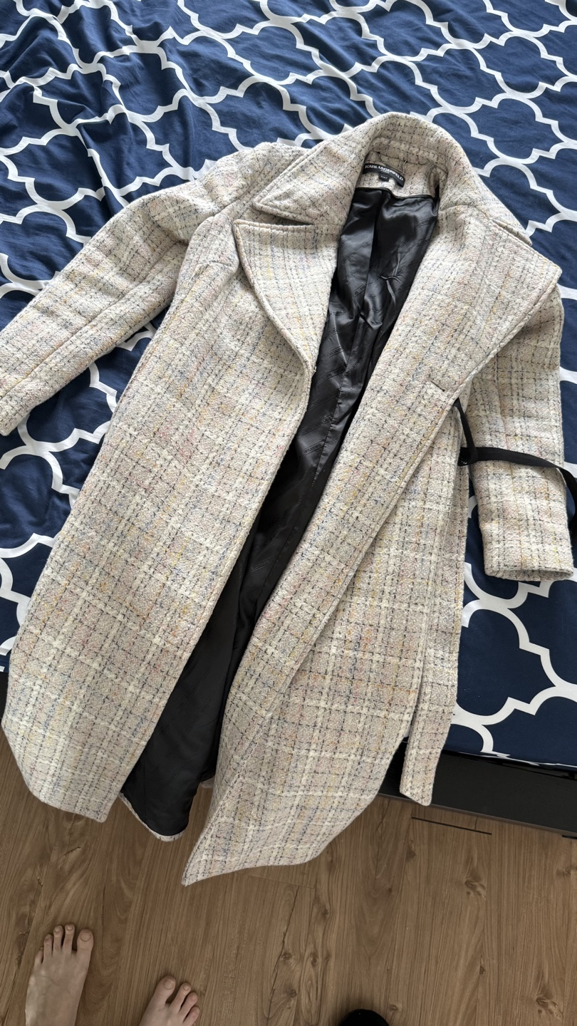 Karl Lagerfeld Paris Wool Tweed Coat with Belt - Size S - photo 3