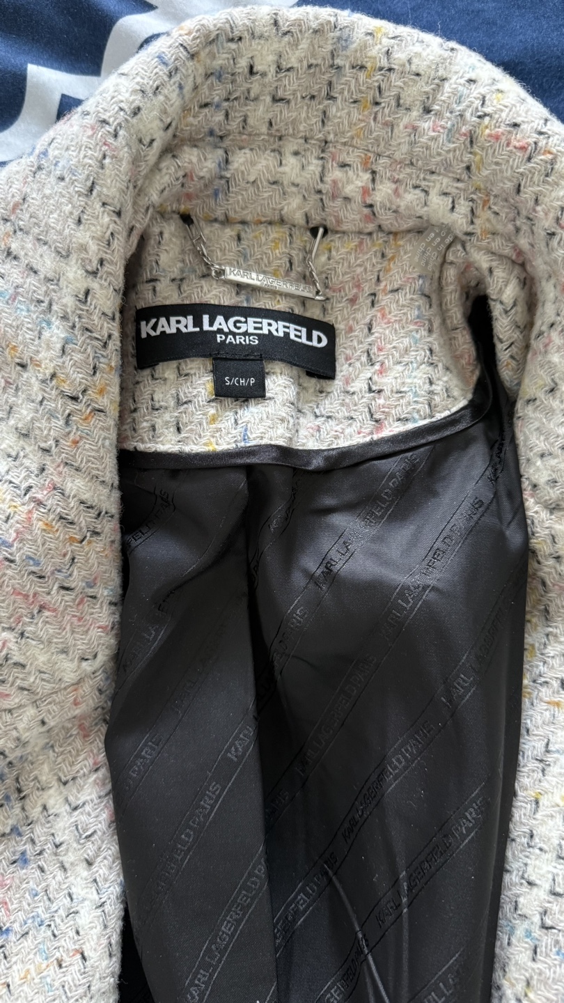 Karl Lagerfeld Paris Wool Tweed Coat with Belt - Size S - photo 4