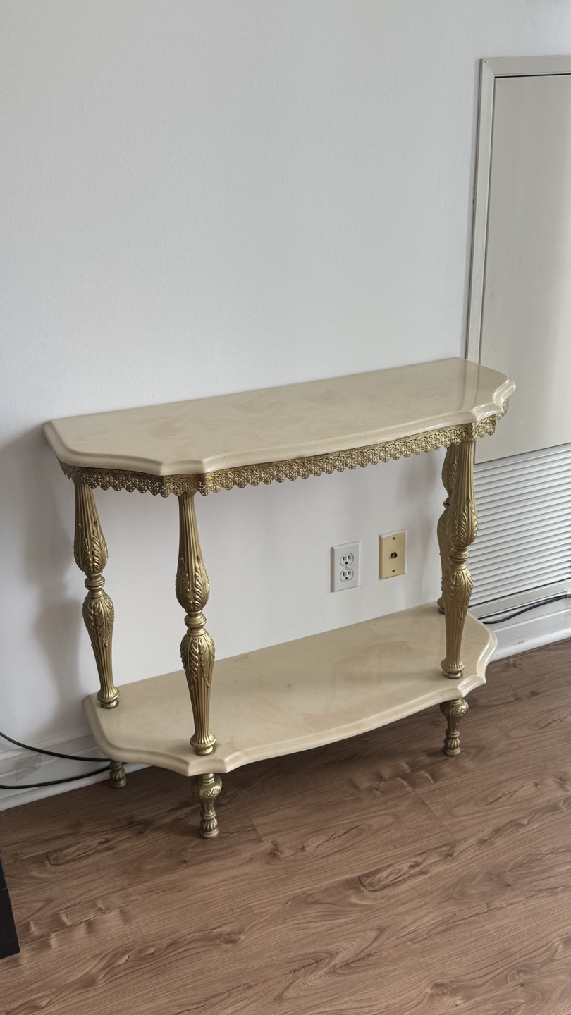 Elegant Marble Top Console Table with Gold Accents - photo 3