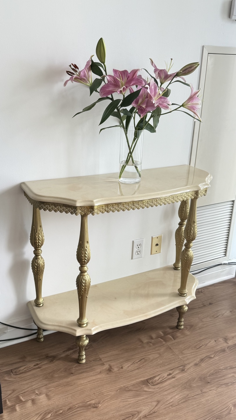 Elegant Marble Top Console Table with Gold Accents