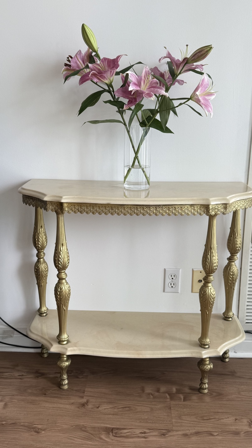 Elegant Marble Top Console Table with Gold Accents - photo 2