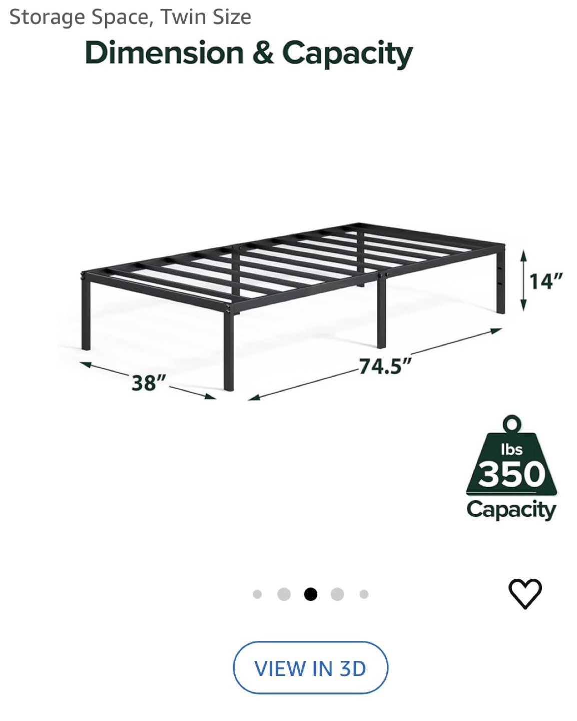 Twin Metal Bed Frame with Storage