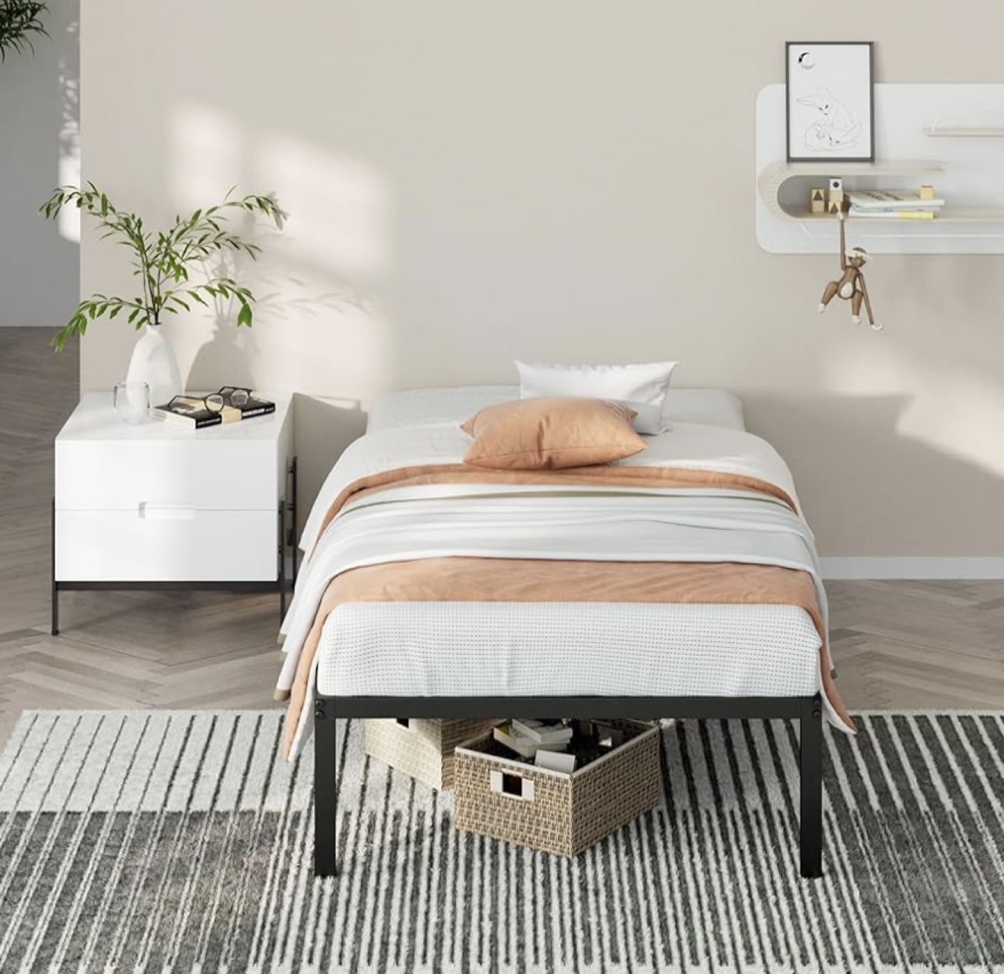 Twin Metal Bed Frame with Storage - photo 2