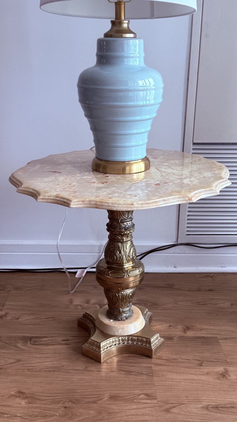 Marble and Brass Accent Side Table - photo 2