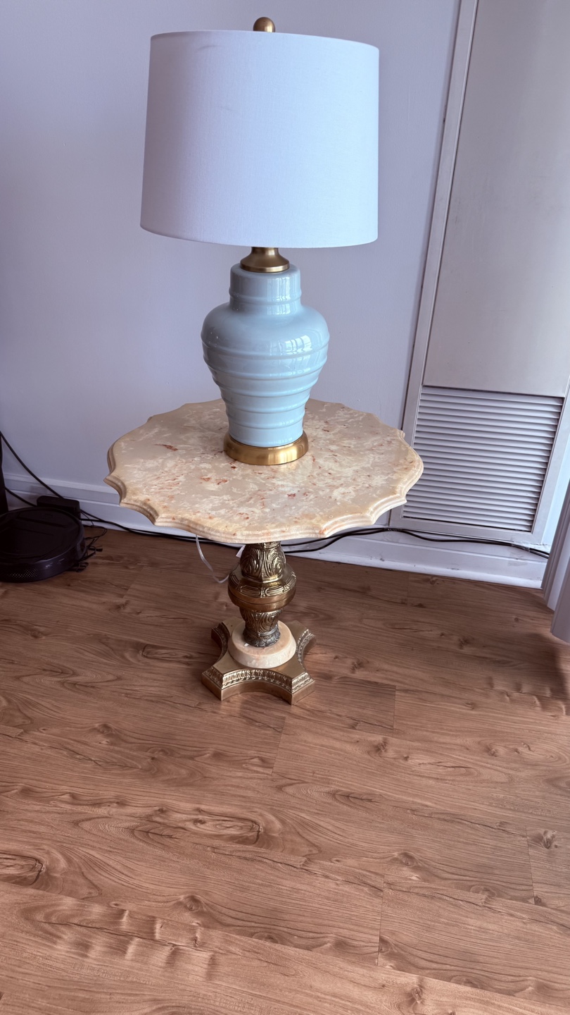 Marble and Brass Accent Side Table