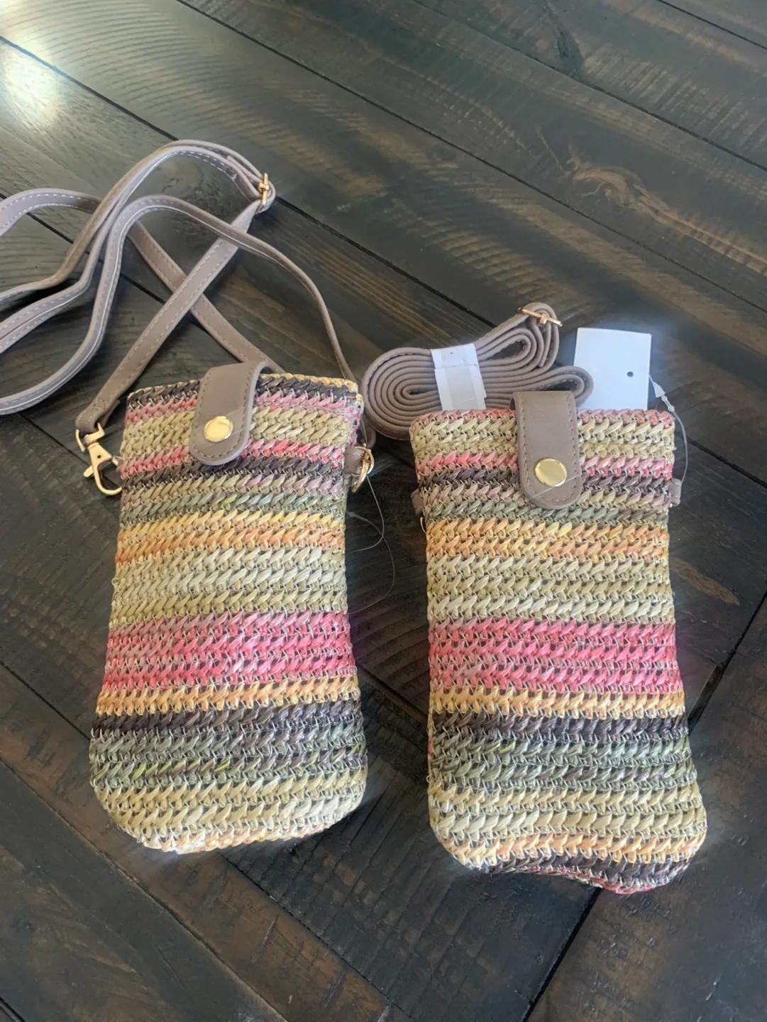 Set of Two Straw Crossbody Phone Bags thumbnail