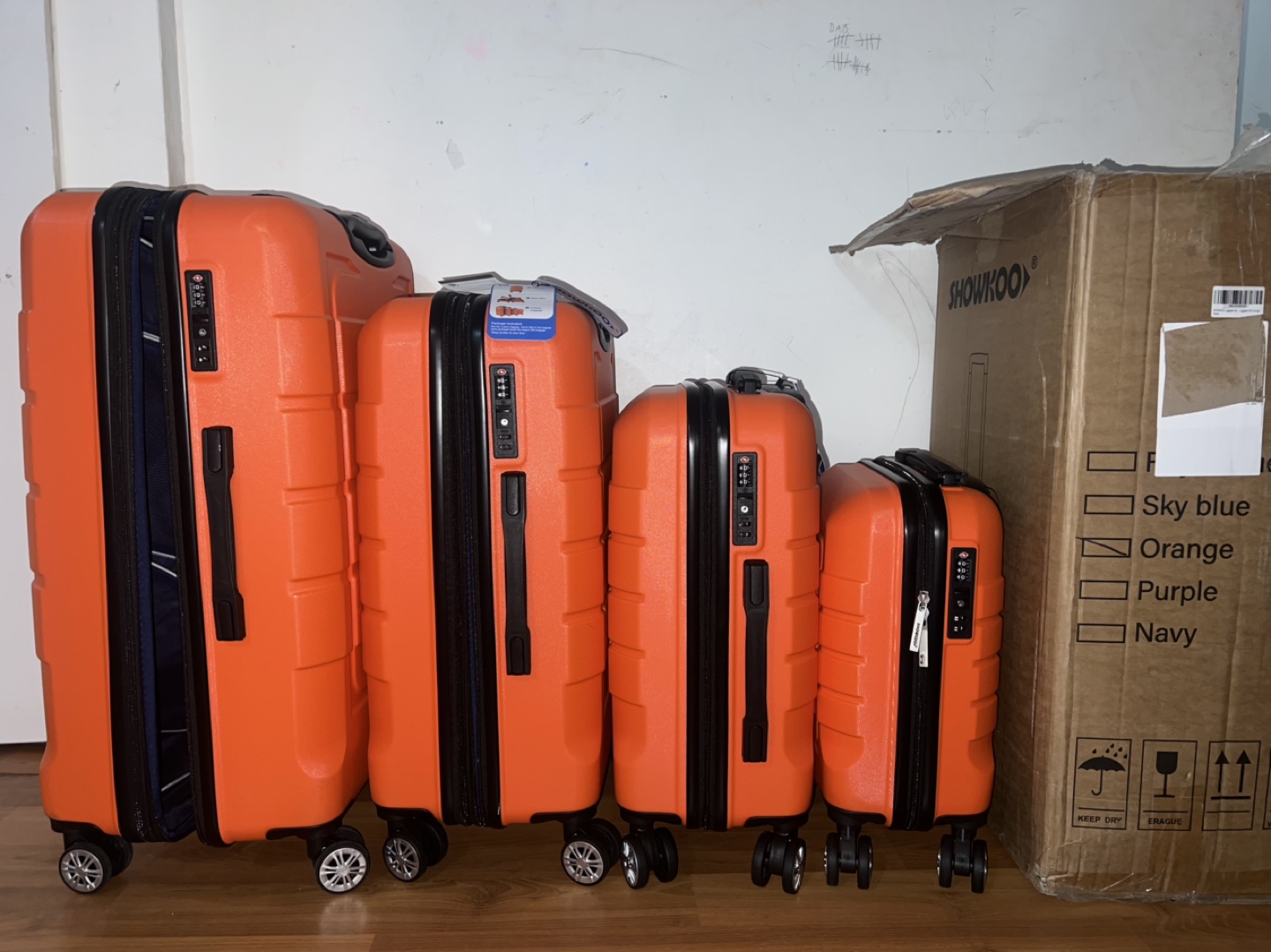 4-Piece Orange Luggage Set - SHONKOO - photo 2