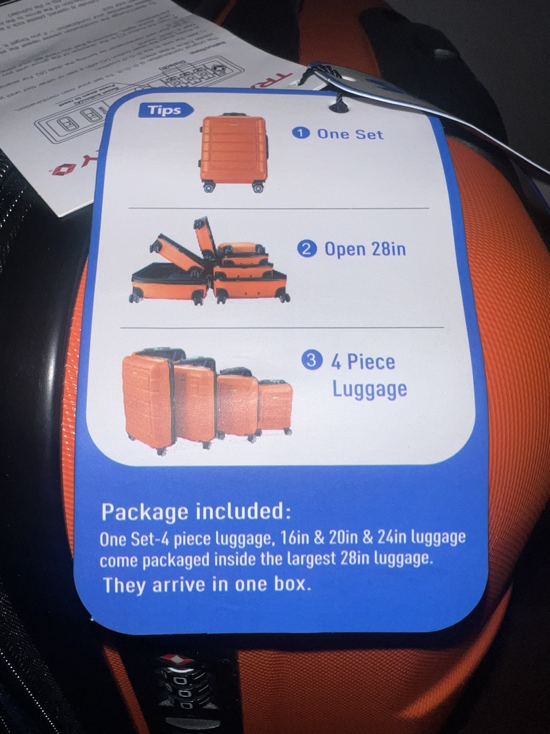 4-Piece Orange Luggage Set - SHONKOO - photo 3