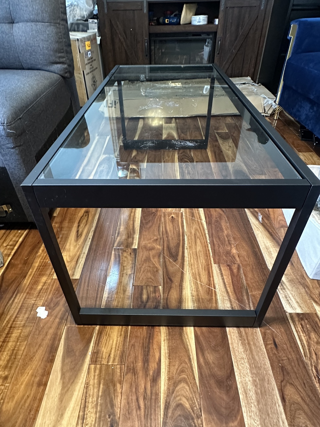 Glass-Top Coffee Table with Black Metal Frame - photo 2