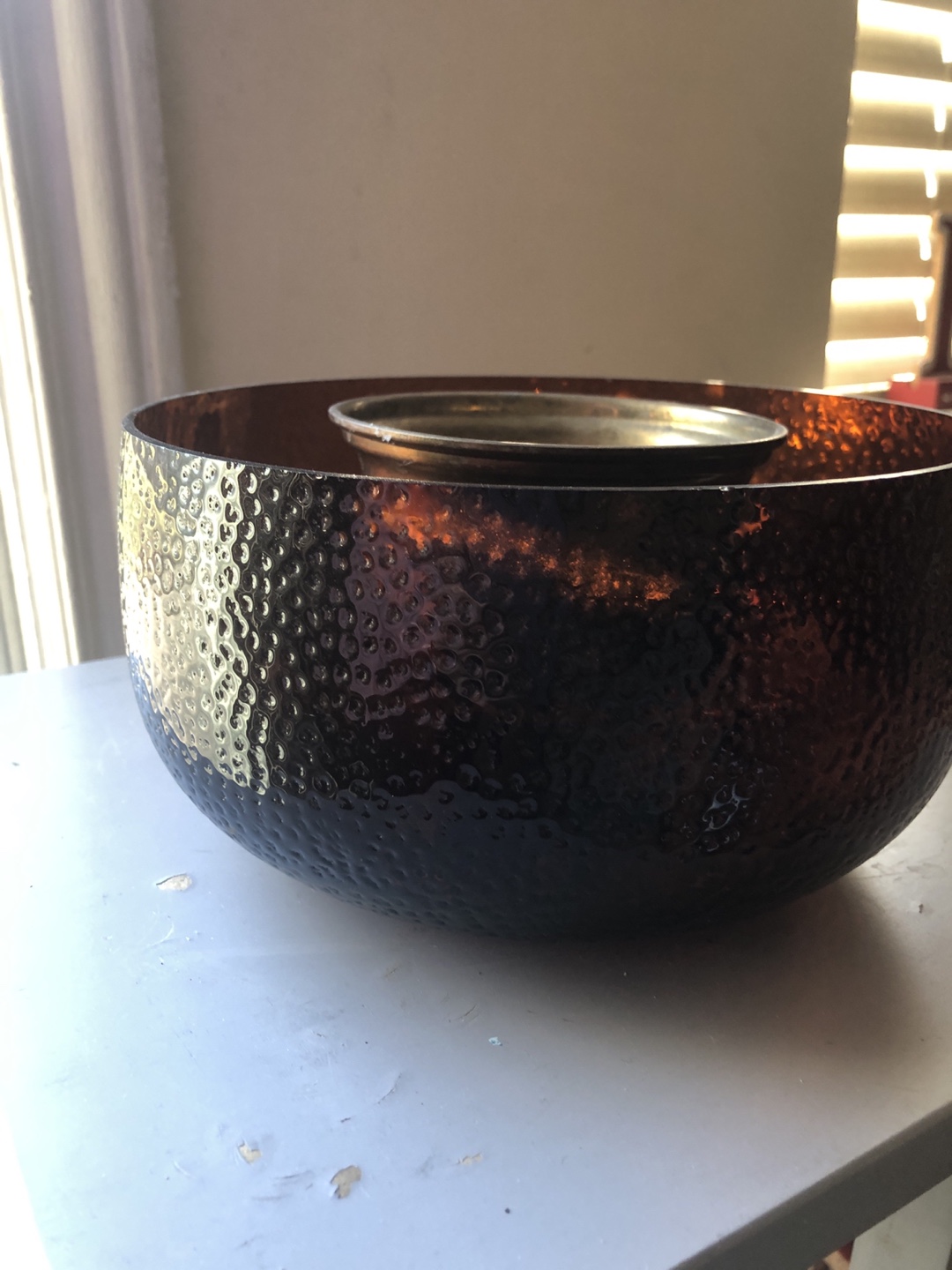 Vintage Hammered  brown glass Bowl - photo 2