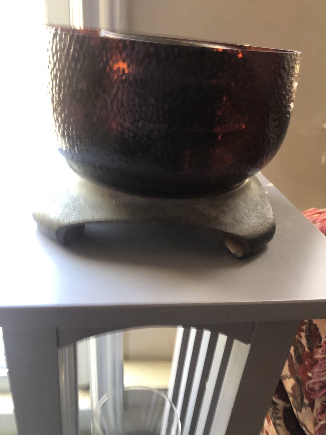 Vintage Hammered  brown glass Bowl