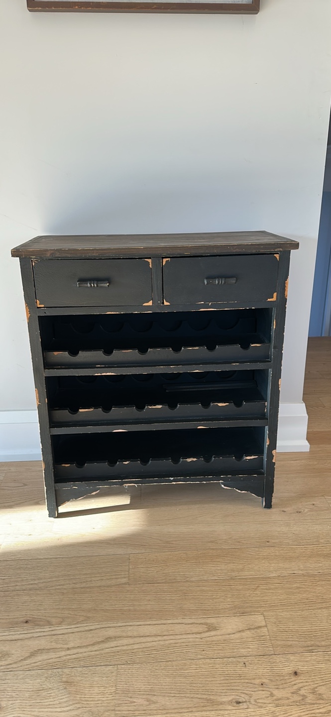 Black Wine Rack with Two Drawers