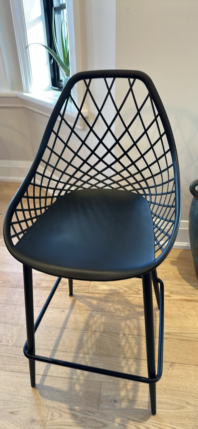 3 Black Metal and Plastic Bar Stool
