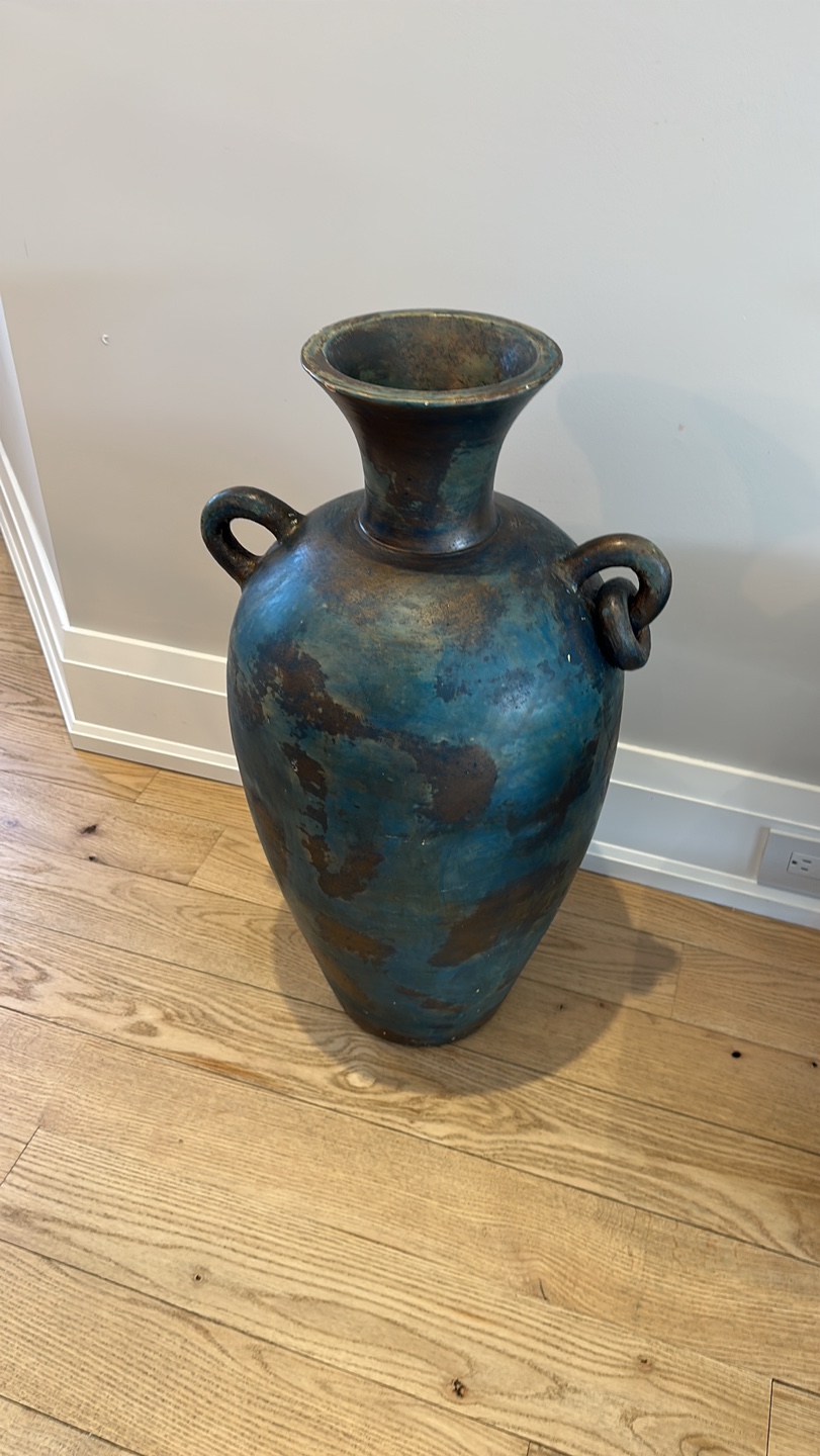 Large Decorative Blue and Brown Vase
