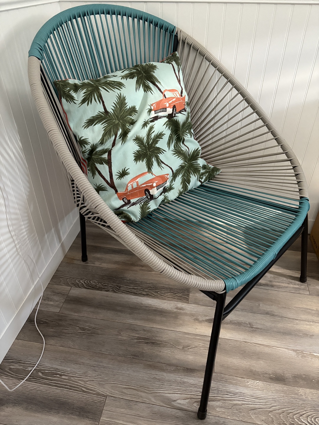 Stylish Teal and Grey Rope Chair - photo 3