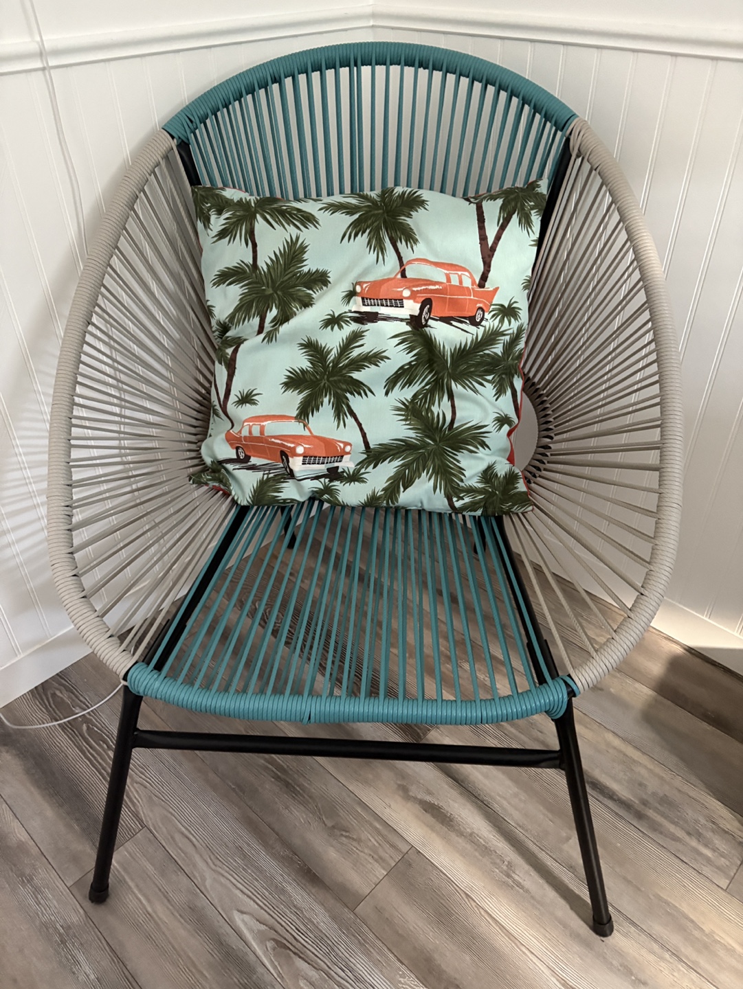 Stylish Teal and Grey Rope Chair - photo 2