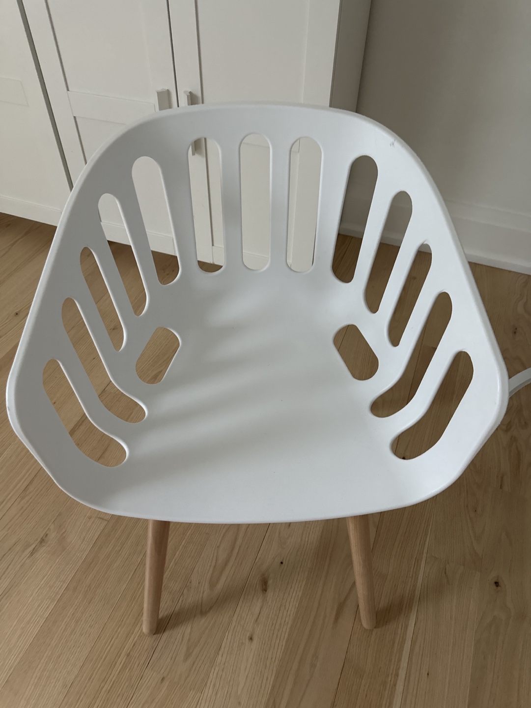 White Plastic Chair with Wooden Legs