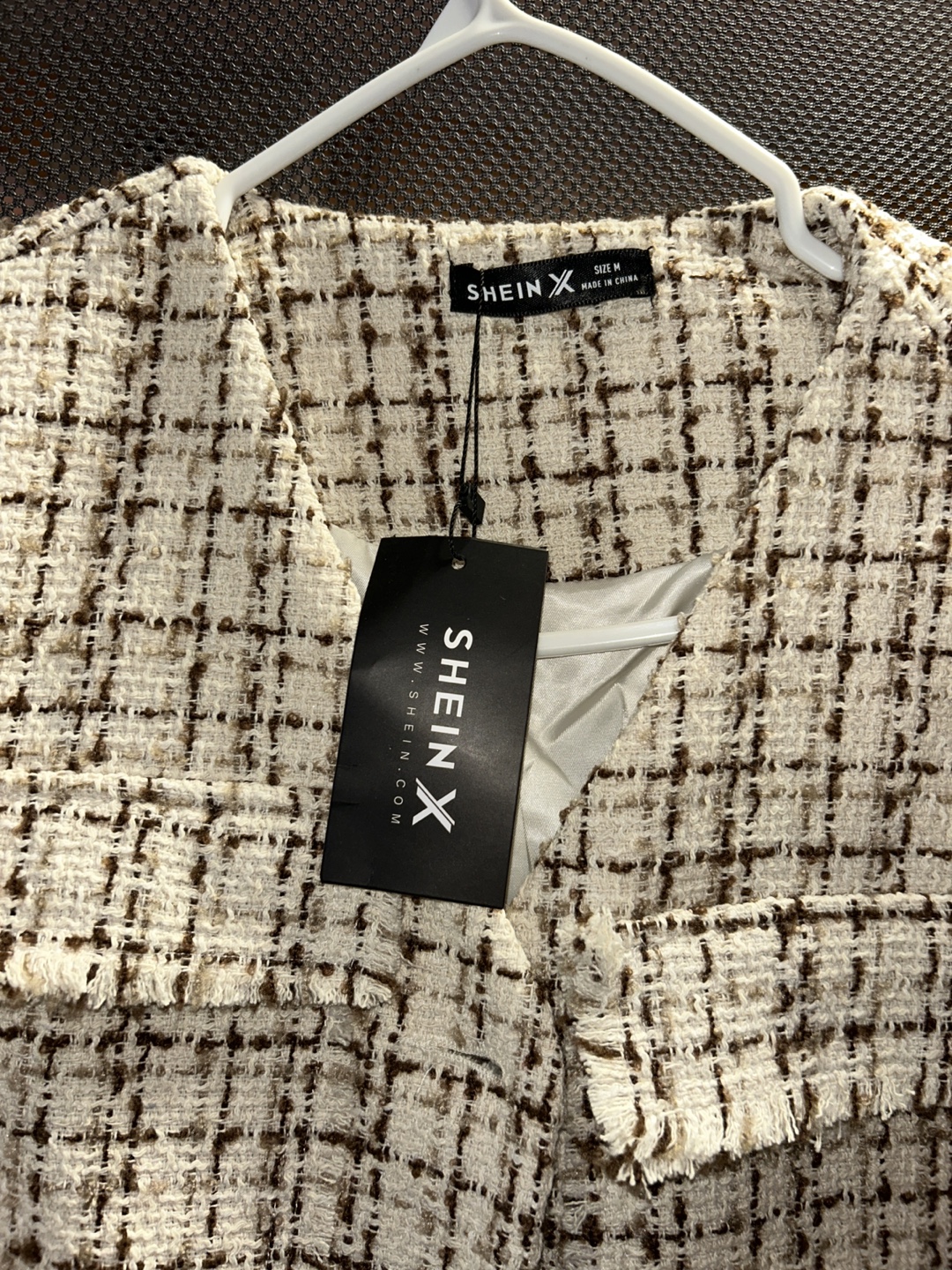 SHEIN X Brown and White Tweed Jacket - photo 2