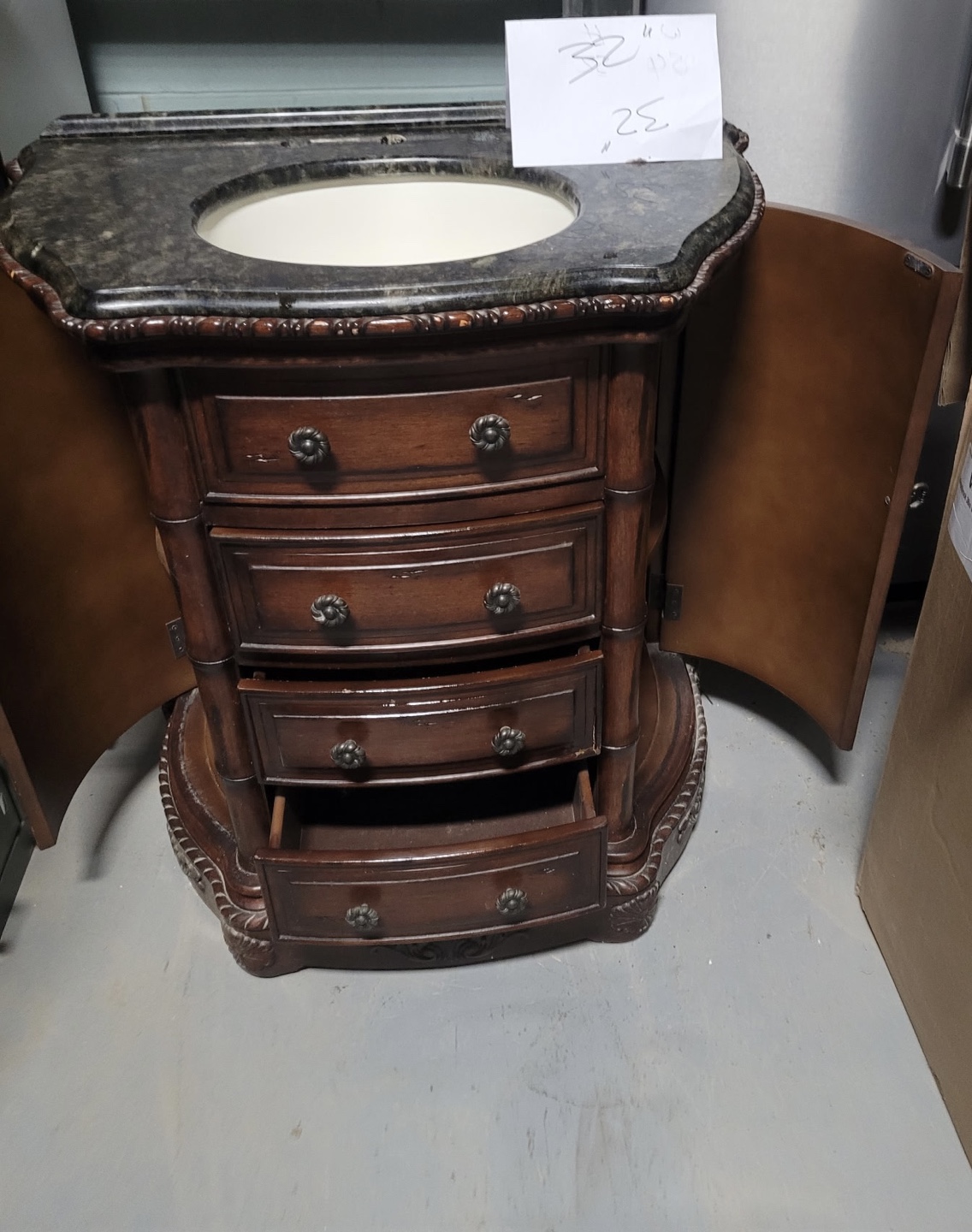 Dark Brown Vanity with Granite Top