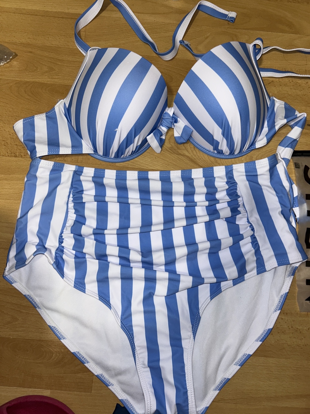 Shein Blue and White Striped Bikini Set - photo 3