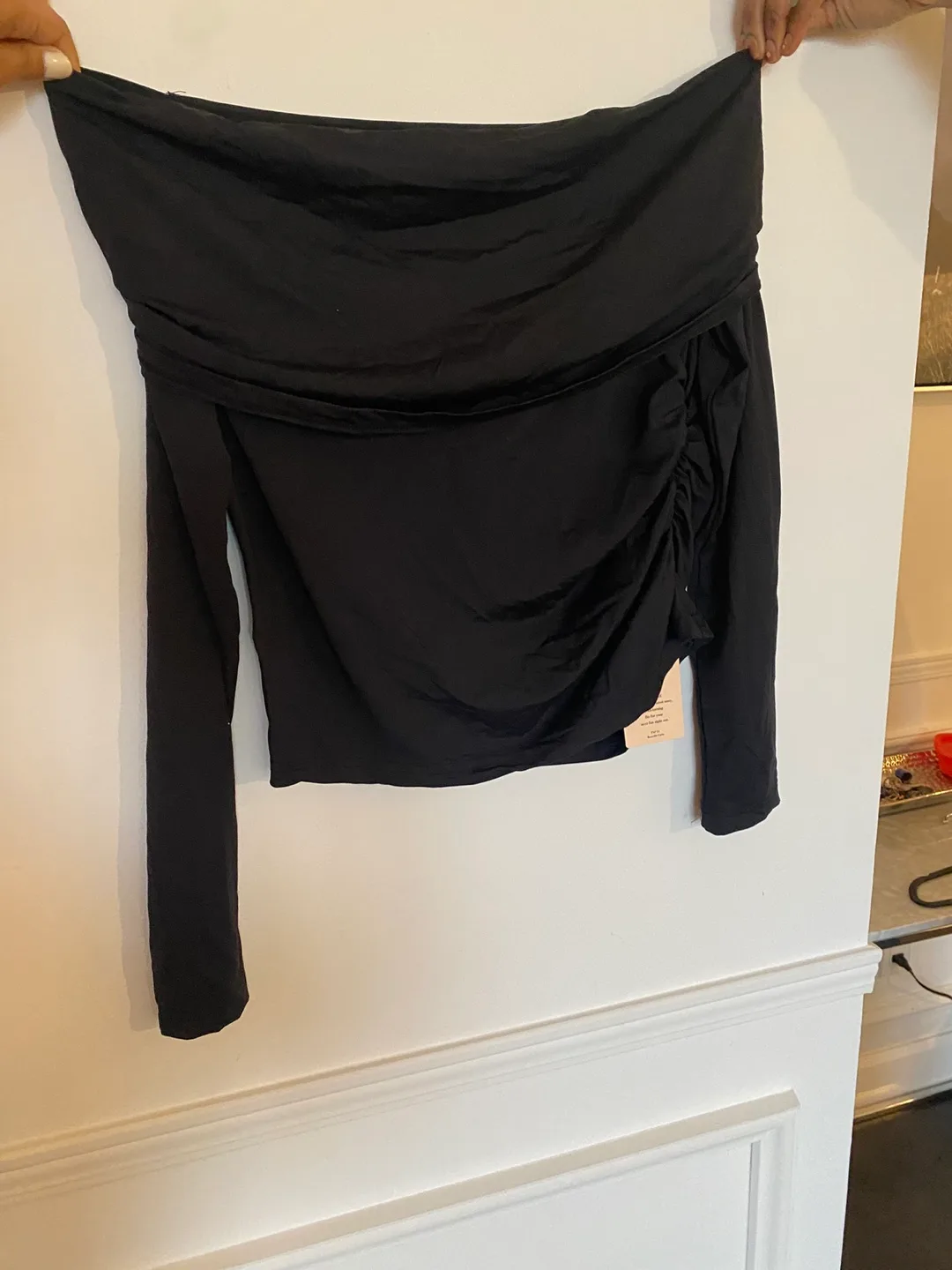 Black Off-the-Shoulder Long Sleeve Top thumbnail